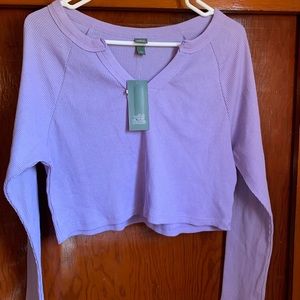 Purple v neck long sleeve for women